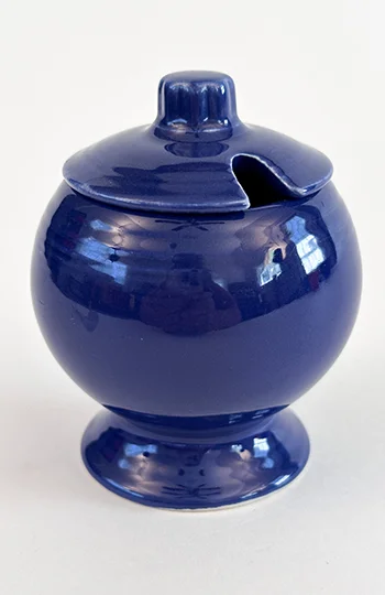  vintage fiestaware cobalt blue lidded mustard jar