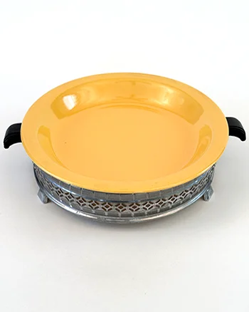 Fiesta Kitchen Kraft Yellow Pie Plate with Royal Metal carrier
