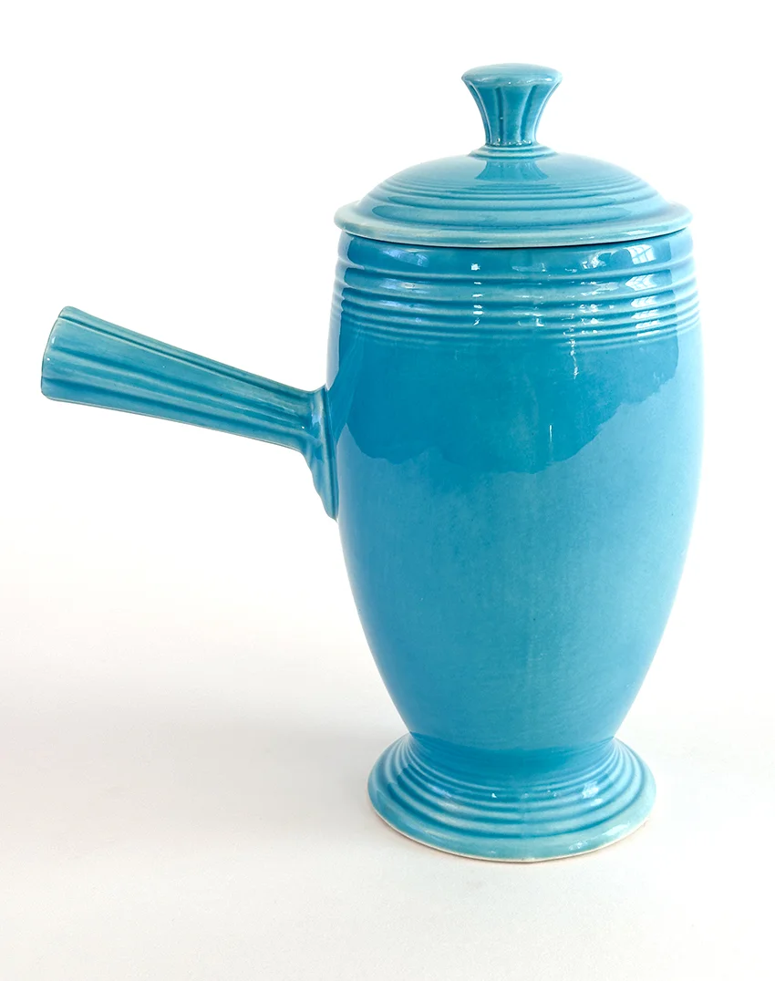 vintage fiestaware turquoise stick handled demitasse coffeepot