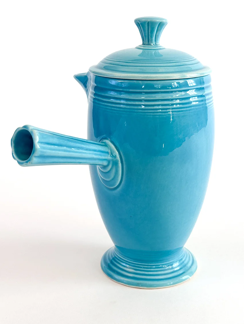 vintage fiestaware turquoise stick handled demitasse coffeepot