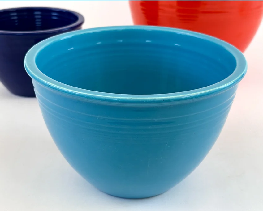 turquoise vintage fiesta mixing bowl number five 5 with inside bottom rings for sale