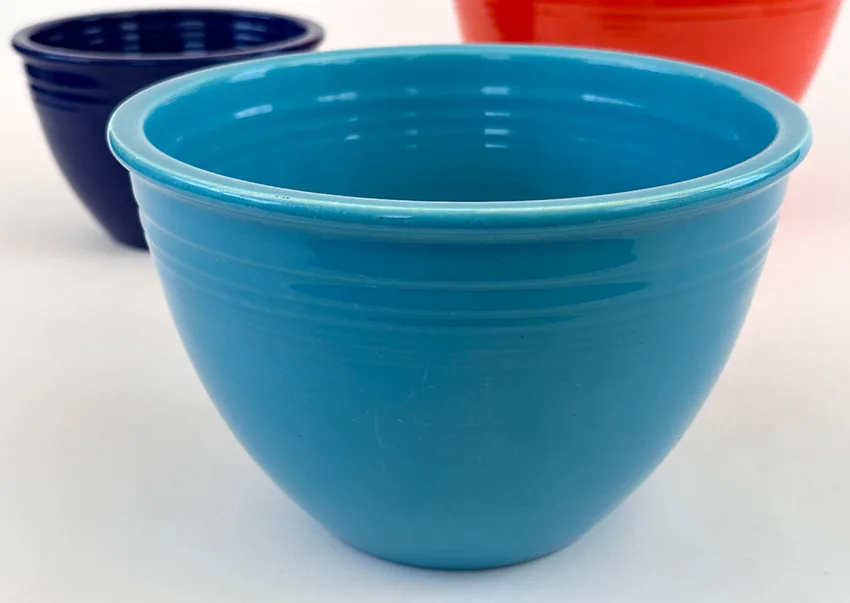 turquoise vintage fiesta mixing bowl number five 5 with inside bottom rings for sale