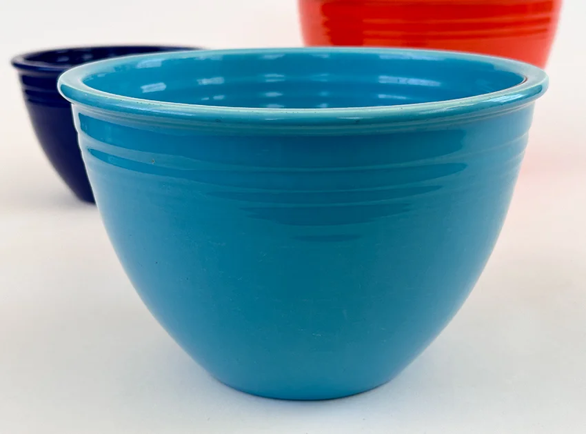 turquoise vintage fiesta mixing bowl number five 5 with inside bottom rings for sale