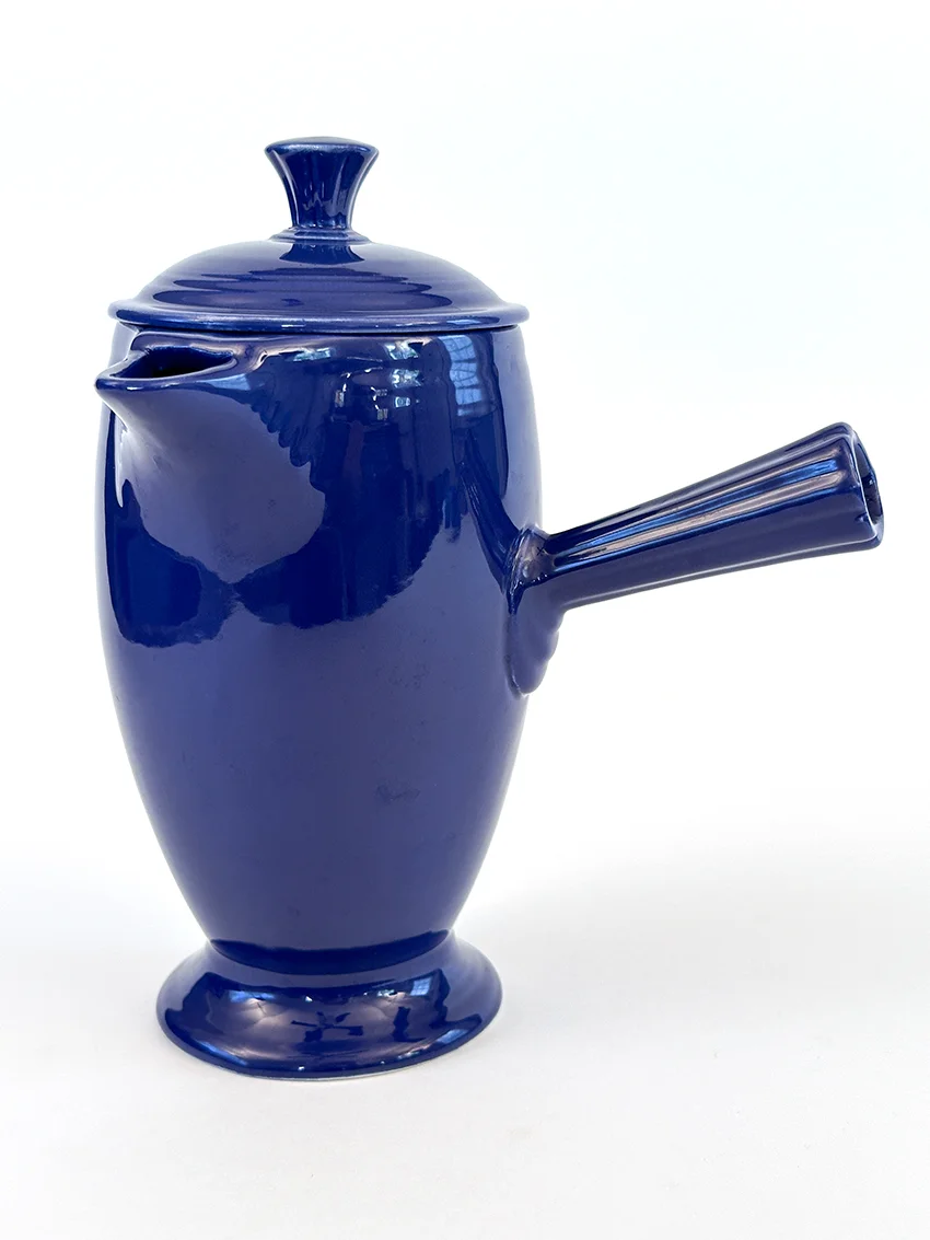 cobalt blue vintage fiestaware AD demitasse stick handled coffee pot