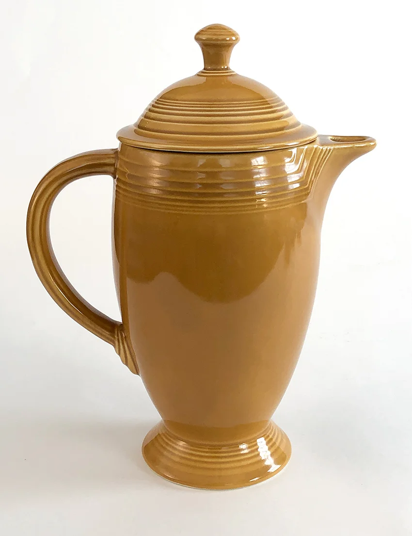 Vintage fiesta ironstone antique gold coffeepot server for sale