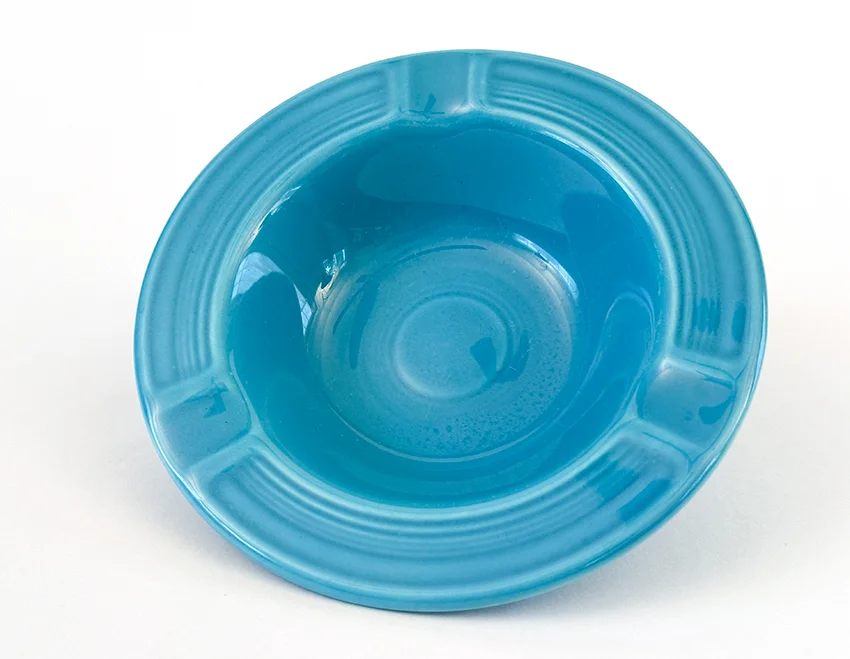 turquoise vintage fiesta ashtray early variation with bottom rings