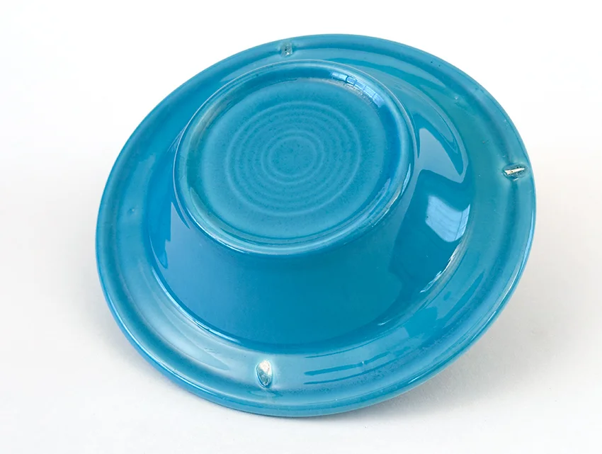 turquoise vintage fiesta ashtray early variation with bottom rings