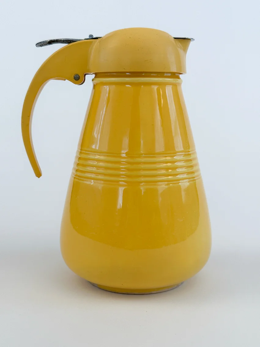 rare harlequin yellow syrup pitcher for sale
