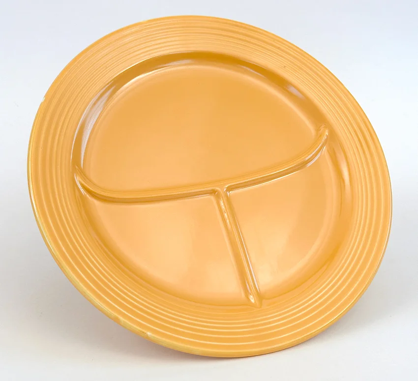 Yellow vintage fiestaware 12 inch divided compartment plate for sale