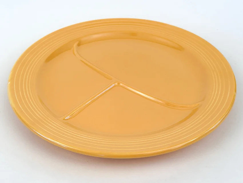 Yellow vintage fiestaware 12 inch divided compartment plate for sale