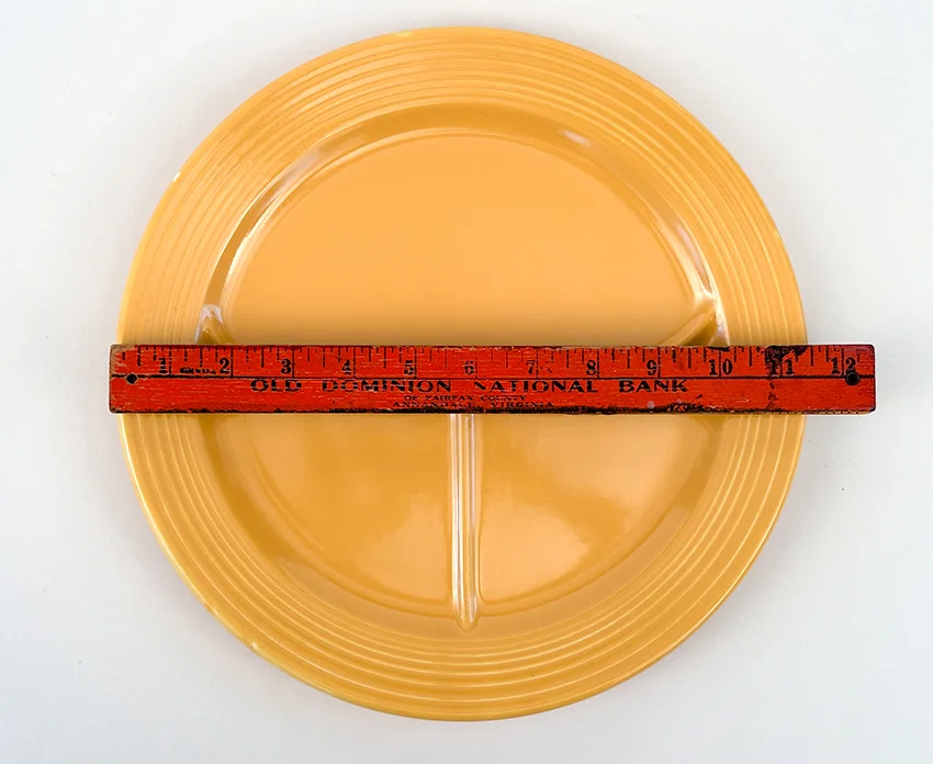 Yellow vintage fiestaware 12 inch divided compartment plate for sale