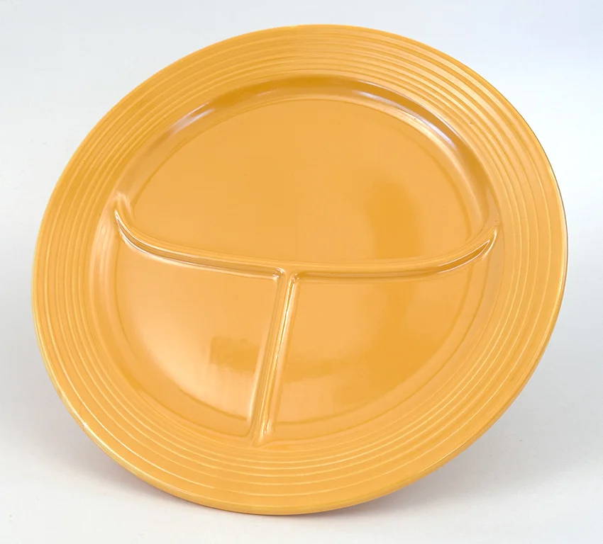 Yellow vintage fiestaware 12 inch divided compartment plate for sale