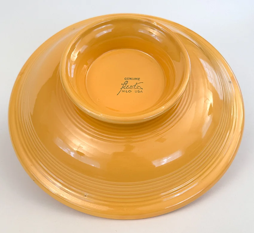 vintage fiestaware 12 inch comport bowl in original yellow color