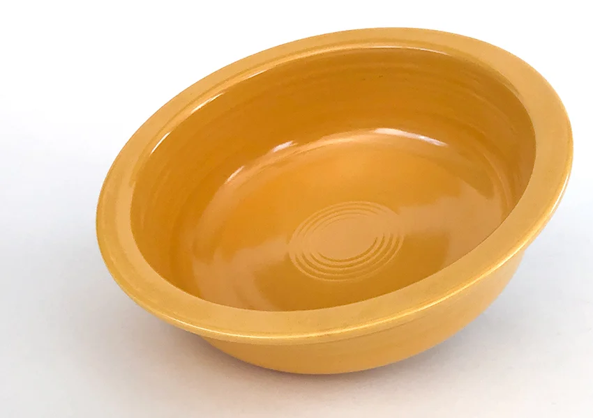 Yellow vintage fiestaware round vegetable nappie bowl