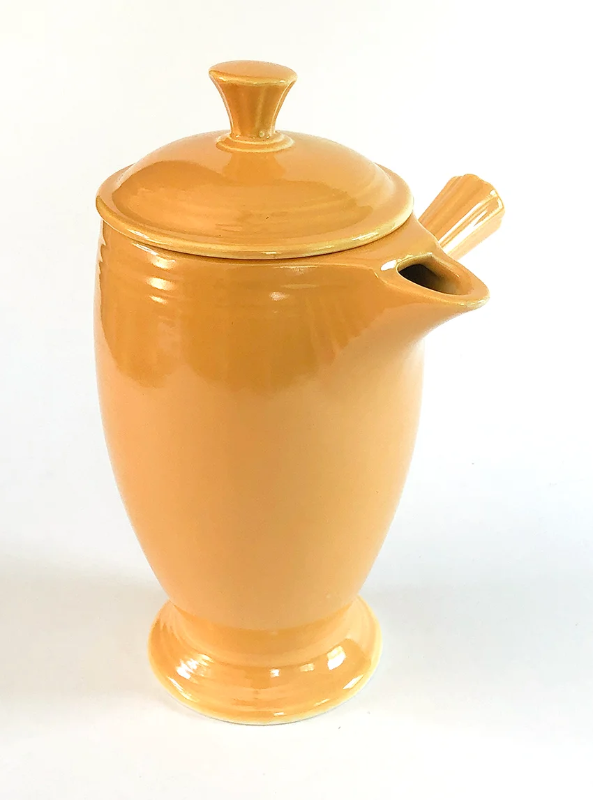 yellow vintage fiestaware ad stick handled demitasse coffeepot for sale