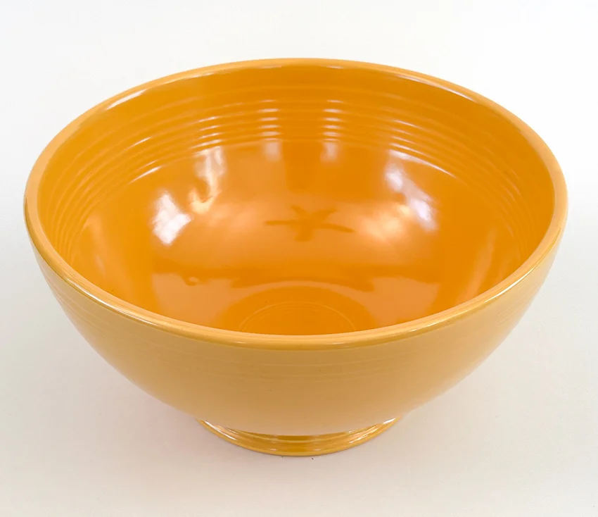 yellow vintage fiestaware footed salad bowl for sale