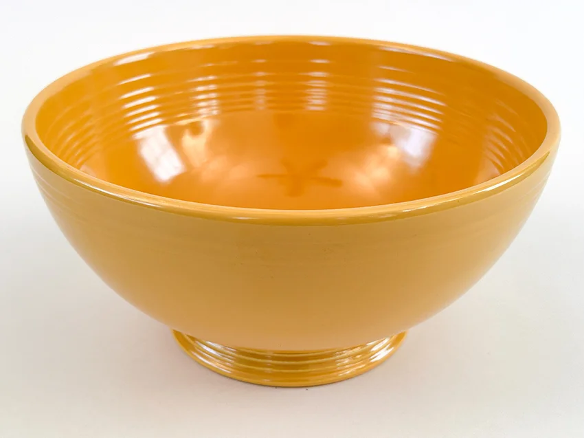 yellow vintage fiestaware footed salad bowl for sale