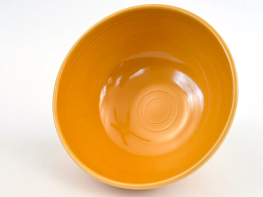 yellow vintage fiestaware footed salad bowl for sale