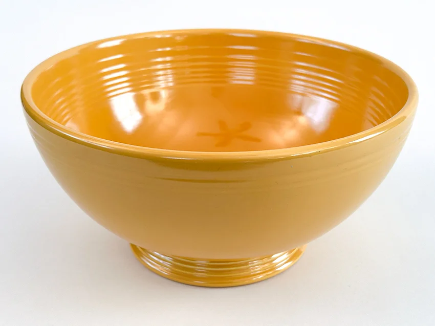 yellow vintage fiestaware footed salad bowl for sale