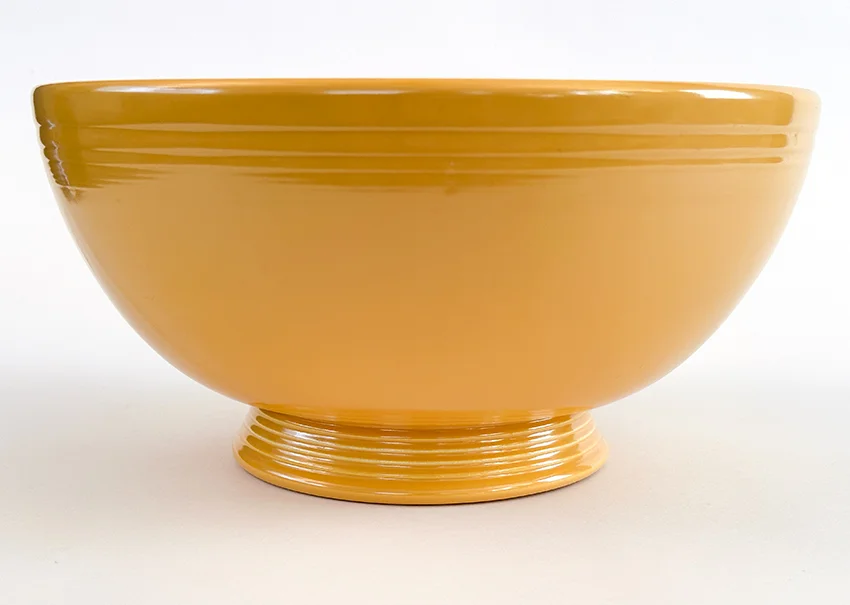 yellow vintage fiestaware footed salad bowl for sale