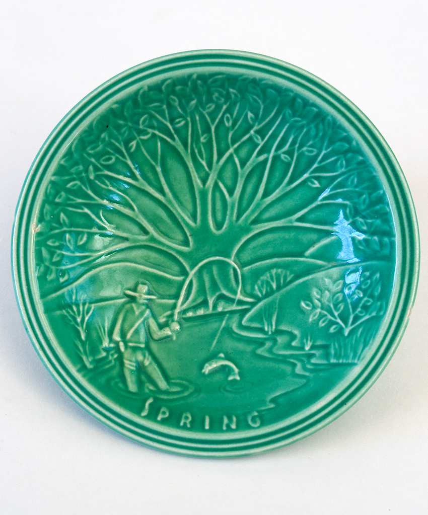 1939 1940 New York Worlds Fair Green Spring Scene Ashtray The American Potter Joint Exhibit