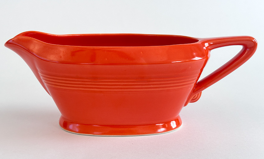 red harlequin gravy sauce boat vintage 1940s tableware