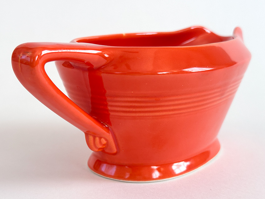 red harlequin gravy sauce boat vintage 1940s tableware