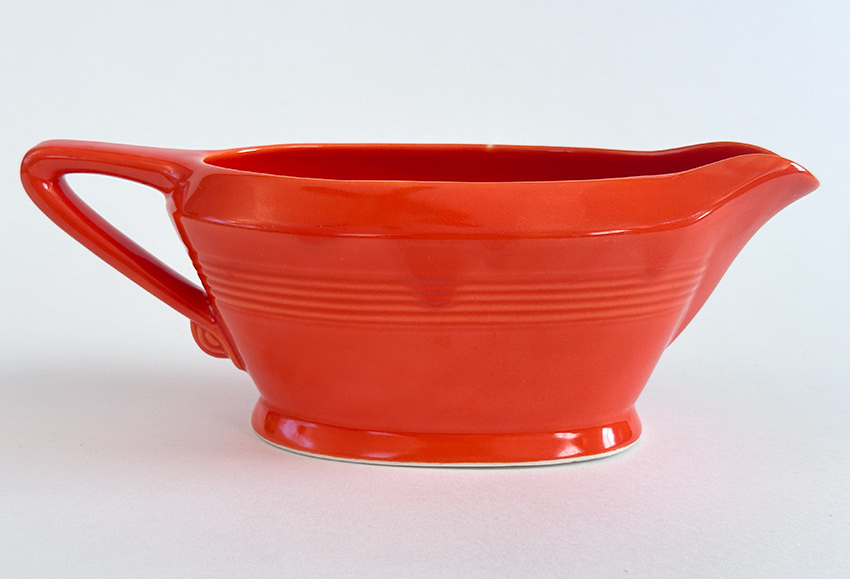 red harlequin gravy sauce boat vintage 1940s tableware