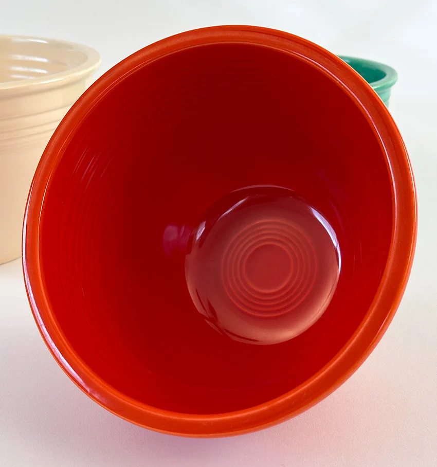 radioactive red vintage fiesta number 4 mixing bowl with inside bottom rings