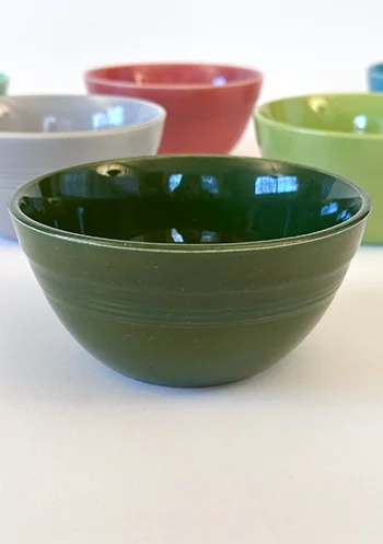 1950s Forest Green Vintage Harlequin 36s bowl made by Homer Laughlin for Woolworths five and dime stores