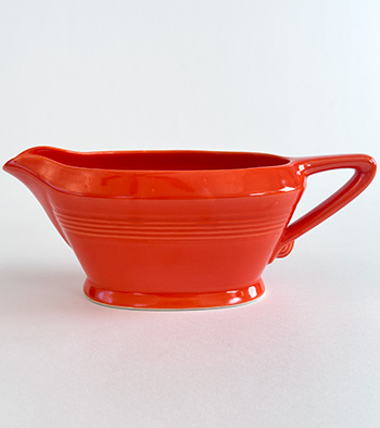 red harlequin sauce boat vintage woolworths homer laughlin china dinnerware radioactive pre-wwII