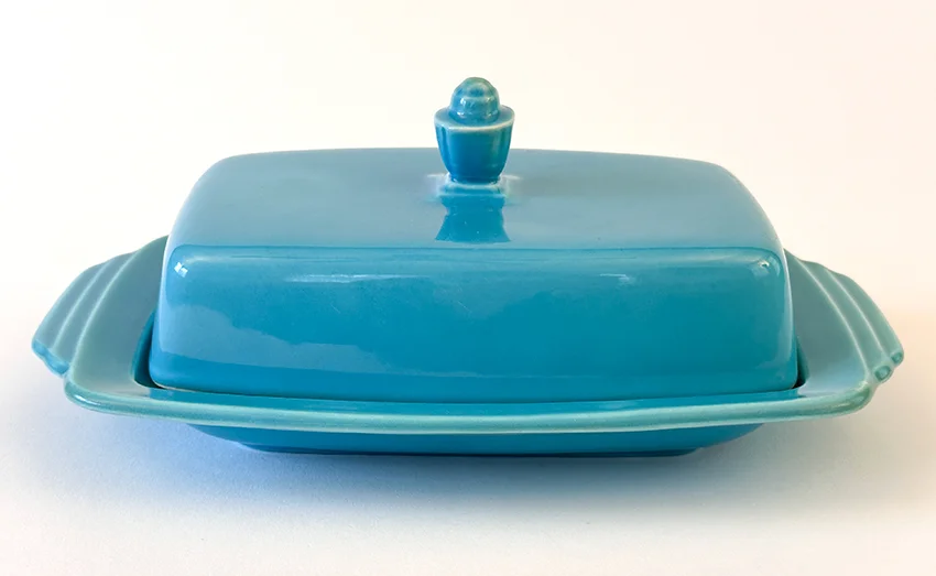 turquoise vintage harlequin fiestaware butter dish for sale