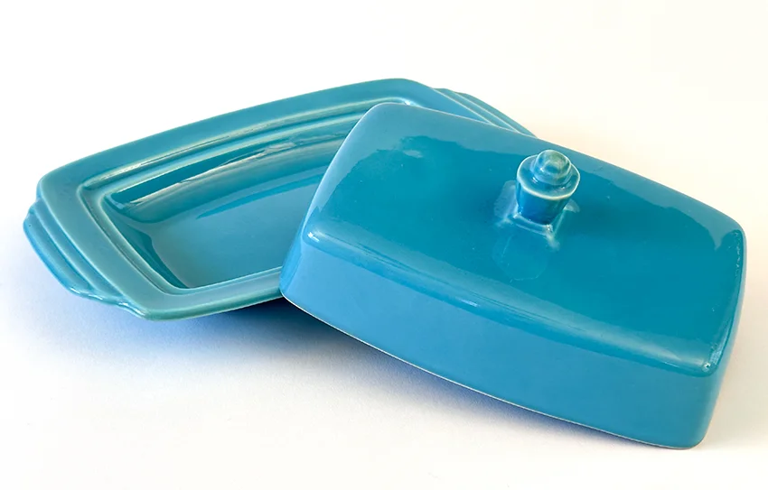 turquoise vintage harlequin fiestaware butter dish for sale