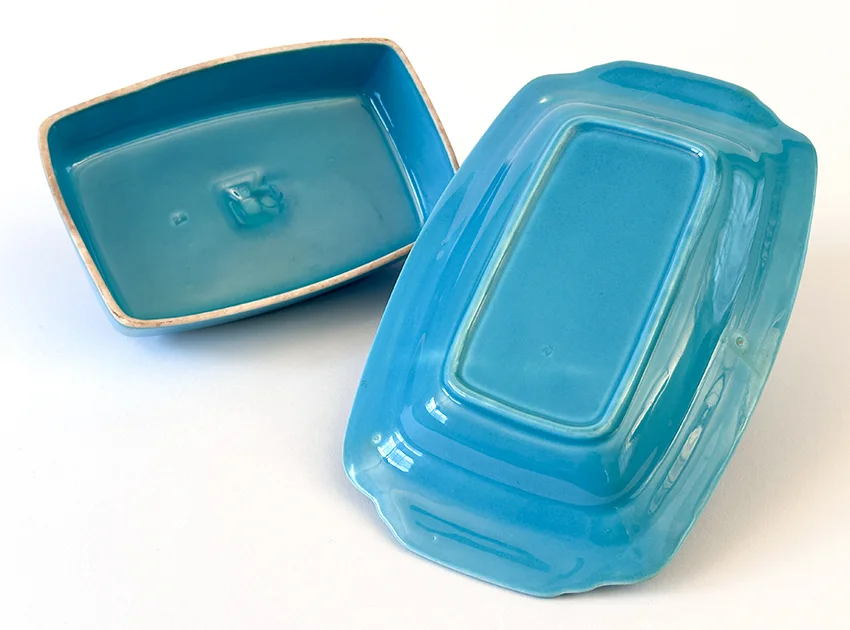 turquoise vintage harlequin fiestaware butter dish for sale