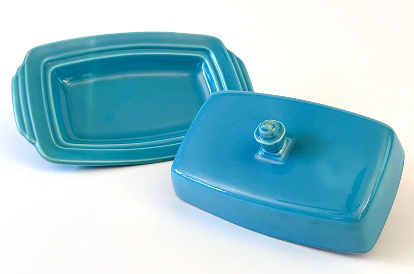 turquoise vintage harlequin fiestaware butter dish for sale