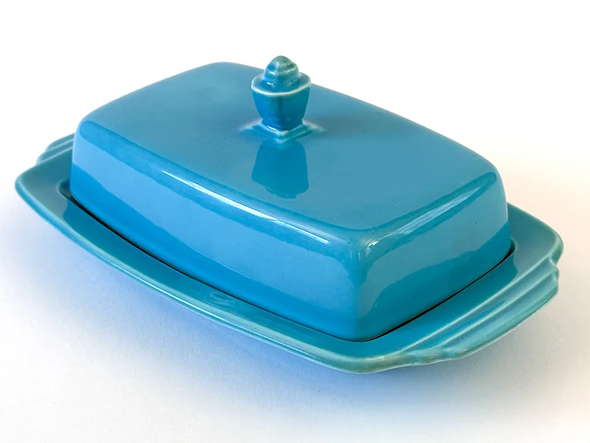 turquoise vintage harlequin fiestaware butter dish for sale