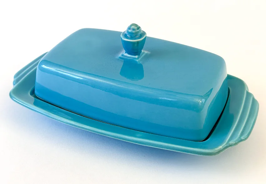 turquoise vintage harlequin fiestaware butter dish for sale