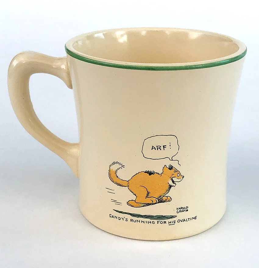 Vintage Homer Laughlin Childs Mug Orphan Annie Ovaltine Premium Harold Gray 1933 Radio Show Giveaway