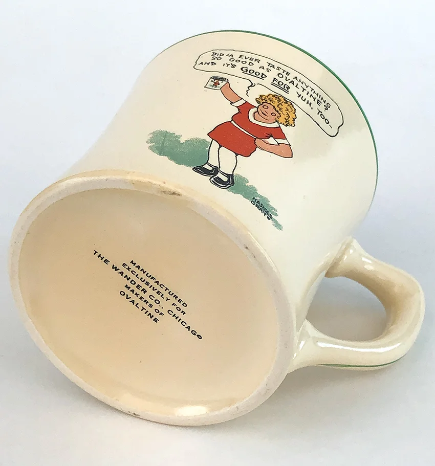 Vintage Homer Laughlin Childs Mug Orphan Annie Ovaltine Premium Harold Gray 1933 Radio Show Giveaway