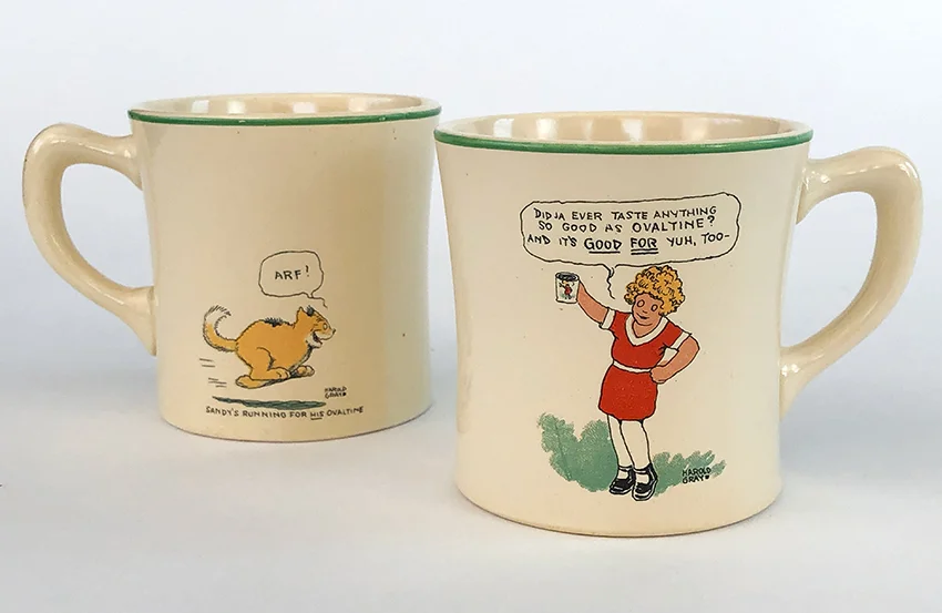 Vintage Homer Laughlin Childs Mug Orphan Annie Ovaltine Premium Harold Gray 1933 Radio Show Giveaway